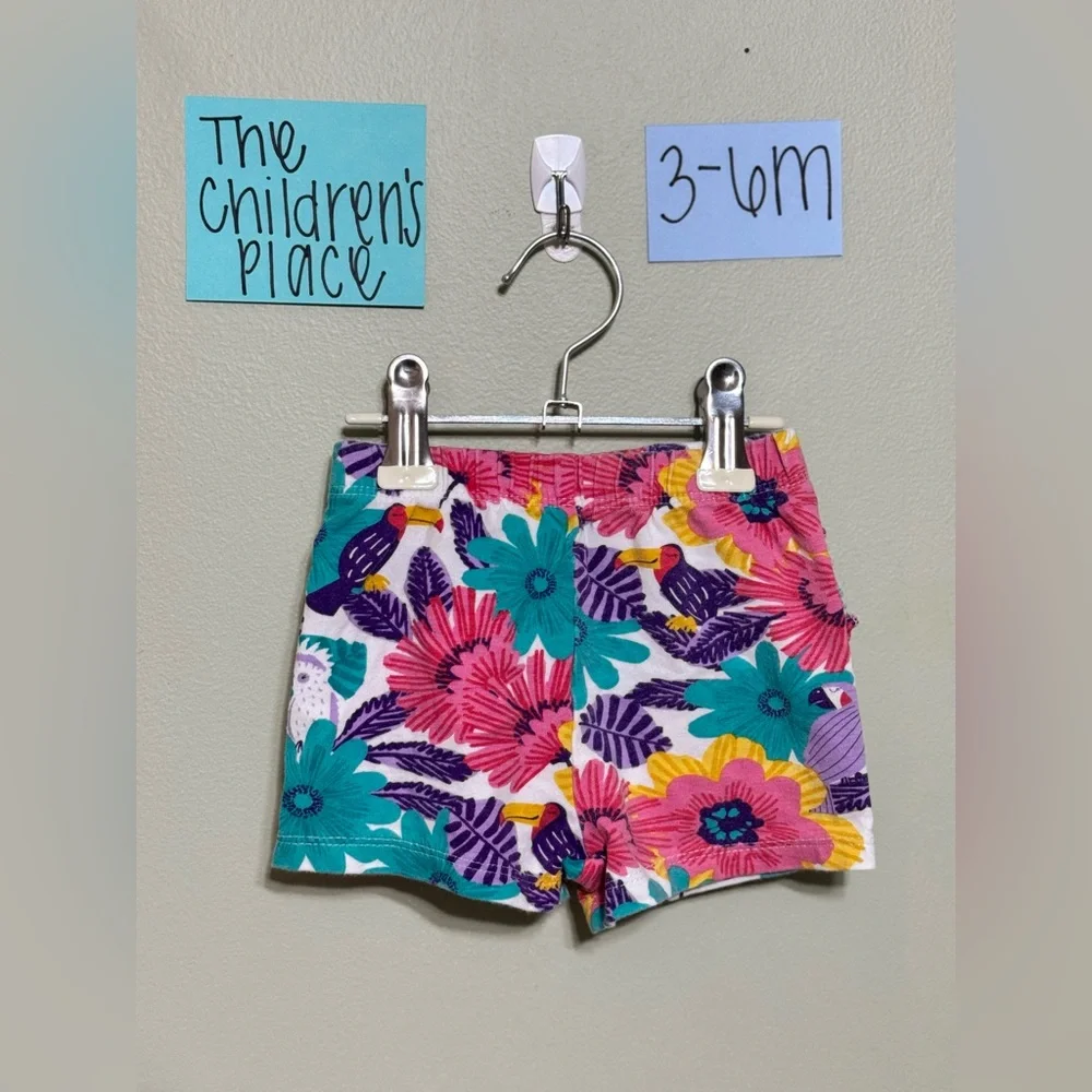 NWOT The Children's Place Floral Infant Shorts with Ruffled Bottom, 3-6M